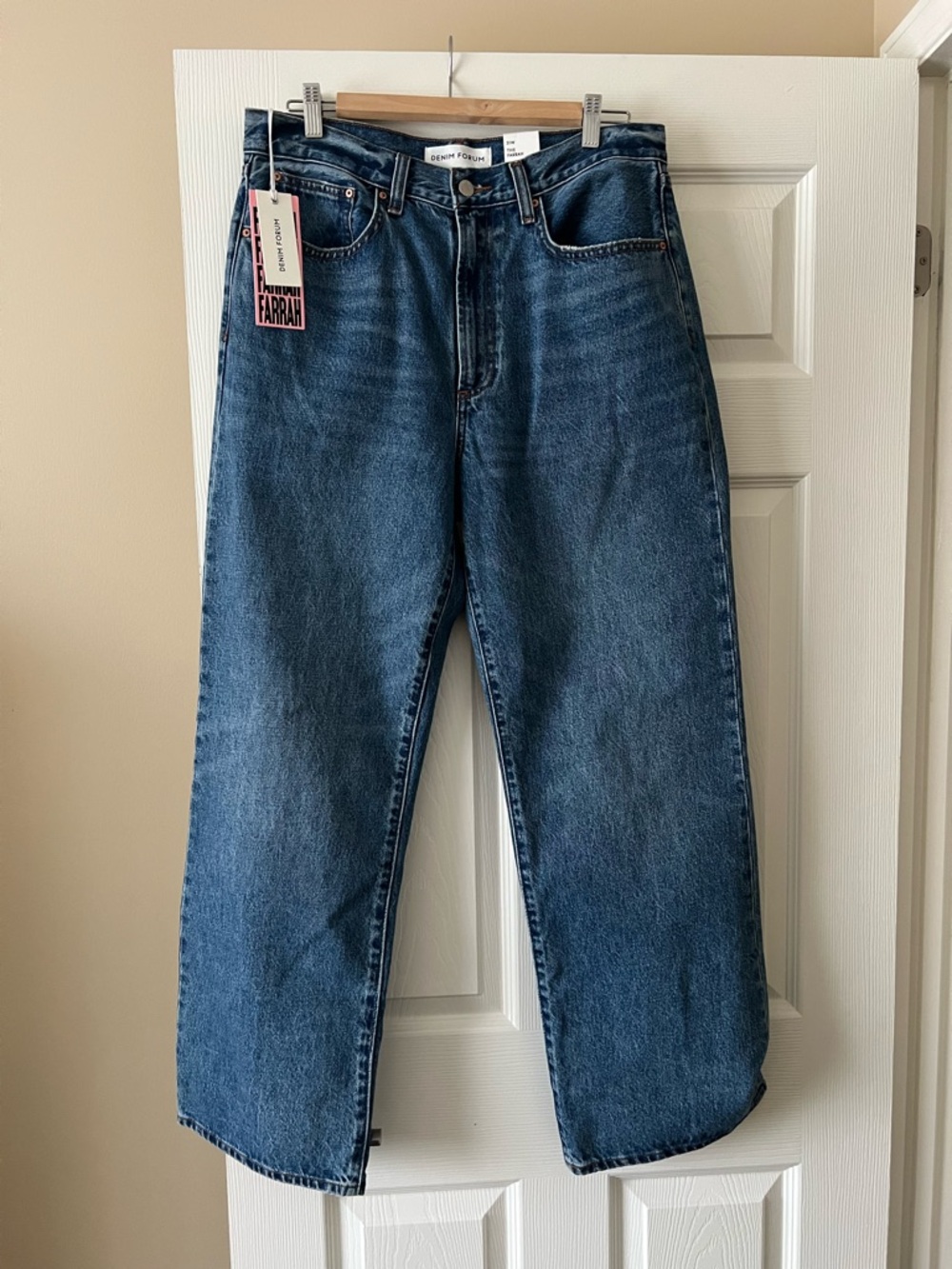 Aritzia High-Rise Relaxed Straight Wide Jeans in Dark Blue Denim